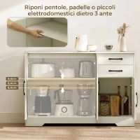 HOMCOM Mobile Cucina con 2 Cassetti e 3 Armadietti, Ripiani Regolabili, 120x38x79 cm, Crema(m-4)