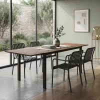 Outsunny Masă Extensibilă pentru Terasă cu Margini din aluminiu, 160/240x90x74 cm, Maro(m-8)