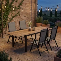 Outsunny Masă Extensibilă pentru Terasă cu Margini din aluminiu, 160/240x90x74 cm, Maro(m-7)