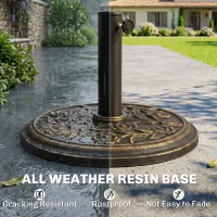 Outsunny 9kg Garden Parasol Base, Round Resin Cast Iron Effect Sun Umbrella Base, Outdoor Umbrella Stand for 38mm or 48mm Outdoor Umbrella Poles, Bronze Tone(m-5)