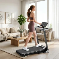 HOMCOM Motorised Folding Treadmill with 500W & LED Screen for Home, Black(m-12)