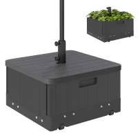 Outsunny Base per Ombrellone 3-in-1 Riempibile Multiuso Tavolino da Caffè e Fioriera, Nero(m-11)