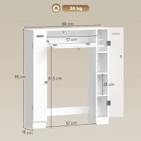 HOMCOM Dulap deasupra toaletei cu 2 dulapuri sertar basculant suport pentru hârtie și rafturi reglabile 88x18x98 cm Alb(m-3)