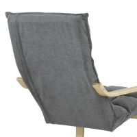 HOMCOM Cadeirão de Sala Estofado em Linho com Apoio para os Pés com Balanço Suave Encosto Alto Assento Amplo Cinzento(m-7)