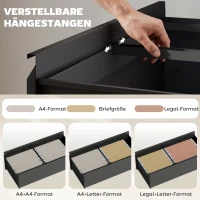 HOMCOM Rollcontainer mit 2 Schubladen abschließbar Aktenschrank mit verstellbarem Hängeregistratur 90 x 40 x 77,4 cm Schwarz(m-4)
