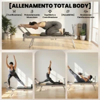 SPORTNOW Reformer Pilates Pieghevole per Casa con 2 Bande Elastiche(m-4)