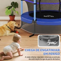 HOMCOM Trampolim para Crianças com Rede de Segurança e Estrutura de Aço para Interiores e Exteriores Carga 50 kg Ø163x190 cm Azul(m-5)