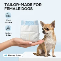 PawHut Disposable Dog Diapers Female Incontinence or Excitable Urination and Training 48 Count, XS, 15-33 cm(m-4)