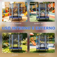 HOMCOM Trampolim para Crianças com Rede de Segurança e Estrutura de Aço para Interiores e Exteriores Carga 50 kg Ø163x190 cm Azul(m-8)