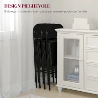 HOMCOM Set 2 Sedie Pieghevoli Imbottite in Finta Pelle PU e Metallo, 45x46x78 cm, Nero(m-6)