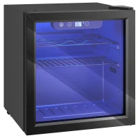 HOMCOM Vinoteca 12 Botellas Nevera para Vinos con Capacidad de 36 L Temperatura Ajustable 4-16℃ Puerta de Vidrio Luz LED Negro(m-1)