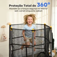 HOMCOM Trampolim para Crianças com Rede de Segurança e Estrutura de Aço para Interiores e Exteriores Carga 50 kg Ø163x190 cm Preto(m-6)
