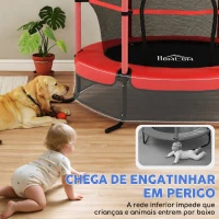 HOMCOM Trampolim para Crianças com Rede de Segurança e Estrutura de Aço para Interiores e Exteriores Carga 50 kg Ø163x190 cm Vermelho(m-5)