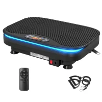 SPORTNOW Plataforma Vibratoria con 99 Velocidades 3 Programas Altavoz Bluetooth Pantalla LED Mando a Distancia Bandas Elásticas(m-1)