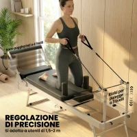 SPORTNOW Reformer Pilates Pieghevole per Casa con 2 Bande Elastiche(m-6)