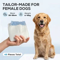 PawHut Disposable Dog Diapers Female for L Dogs Incontinence or Excitable Urination and Training 48 Count(m-4)