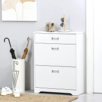 HOMCOM Meuble à chaussures avec 2 tiroirs rabattables étagère réglable + 1 tiroir  jusqu'à 16 paires 70L x 29l x 92H Blanc(m-10)