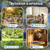 AIYAPLAY Columpio Nido Infantil Ø120 cm Altura Ajustable Columpio Redondo para Niños para Árbol Carga 300 kg Multicolor(m-7)