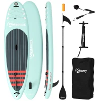 Outsunny Tabla de Paddle Surf Hinchable 320 cm, con Superficie Antideslizante Remo de Aluminio Ajustable Quilla Bomba y Mochila(m-10)
