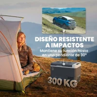 Outsunny Nevera Portátil Eléctrica 25L con Compresor Control por App Pantalla LED Asa Modos ECO y MAX de -20℃ a +20 ℃ Gris(m-7)
