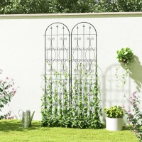 Outsunny Lot de 2 supports pour plantes grimpantes, treillis de jardin, pour légumes, vignes, fleurs, en métal, 50 x 220 cm, noir(m-10)