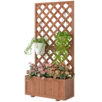 Outsunny Jardinière avec Treillis - bac à Fleurs - jardinière sur Pied - dim. 72,5L x 31,5l x 149,5H cm Inserts d'irrigation Inclus Bois Sapin pré-huilé(m-11)