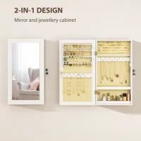 HOMCOM Jewelry Cabinet, Jewelry Storage Cabinet with Mirror, White(m-4)