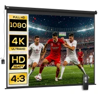HOMCOM Schermo per Proiettore 120" Formato 4:3 Regolabile con Telecomando, 244x183cm, Nero(m-14)