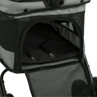 PawHut Carrinho para Cães Dobrável de 4 Rodas EVA Giratório com Travão Janelas de Rede Almofada Lavável Porta-Copos Cinzento(m-8)