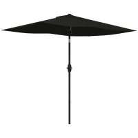 Outsunny Parasol Rectangulaire Noir 2x3m Inclinable Manivelle