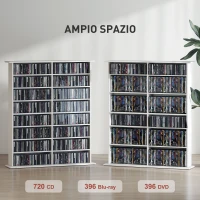 HOMCOM Mobile Libreria porta CD a 16 Ripiani dal Design Moderno in Legno, 106.5x24x126.3 cm, Bianco(m-4)
