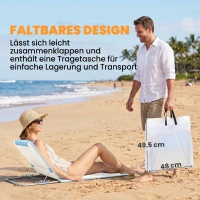 Outsunny Strandliege Sonnenliege Gartenliege, klappbar, verstellbare Rücklehne, Seitentasche, 48 cm x 134 cm x 33-43 cm, Beige(m-7)