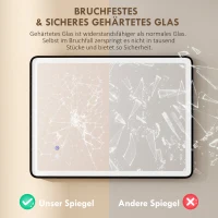 HOMCOM LED-Badezimmerspiegel Anti-Beschlag Dimmbare Schminkspiegel mit Beleuchtung 80 x 60 cm Schwarzer Rahmen(m-7)