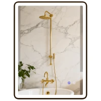 HOMCOM LED-Badezimmerspiegel Anti-Beschlag Dimmbare Schminkspiegel mit Beleuchtung 80 x 60 cm Schwarzer Rahmen(m-11)