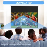 HOMCOM Telo Proiettore 80" 16:9 con Corda di Regolazione, in Plastica e Metallo, 187x8x150 cm, Bianco(m-5)