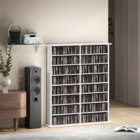 HOMCOM Mobile Libreria porta CD a 16 Ripiani dal Design Moderno in Legno, 106.5x24x126.3 cm, Bianco(m-9)