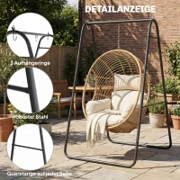 Outsunny Gestell für Hängesessel in A-Form Stahl Ständer Sockel für Hängekorb bis 150kg für Indoor Outdoor, Schwarz(m-7)