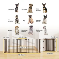 PawHut Barreira de Segurança para Animais de Estimação Barreira Dobrável de 5 Painéis com Fechadura Inteligente 300x74,5 cm Preto(m-3)