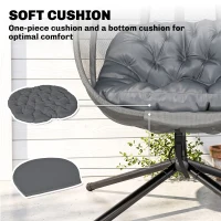 Outsunny Hanging Egg Chair, Folding Texteline Swing Hammock with Side Pocket, Cushion and Stand for Indoor Outdoor, Patio Garden Furniture, Grey(m-16)