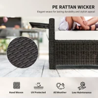Outsunny Divanetto da Giardino Componibile con Panca, Mobili da Giardino in Rattan Marrone, Set 2 Pezzi Salvaspazio(m-7)