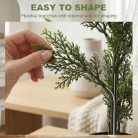 HOMCOM Set of 2 Decorative Artificial Plants Cypress in Weighted Pot, Fake Plant with 564 Leaves, 90cm(m-6)
