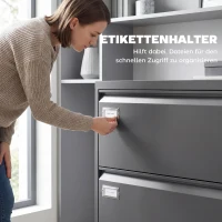 HOMCOM Rollcontainer mit 2 Schubladen abschließbar Aktenschrank mit verstellbarem Hängeregistratur 90 x 40 x 77,4 cm Schwarz(m-7)