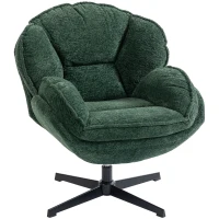HOMCOM Modern Wingback Accent Chair, Velvet Armchair with Four-Star Base, S-Springs, Swivel, Dark Green(m-10)