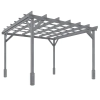 Outsunny 3 x 3 m Wooden Pergola Kit, Decorative Garden Gazebo Shelter with Stable Structure for Climbing Vines, Grey(m-10)