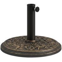 Outsunny Pied de Parasol Rond 9kg Résine Motif Roses Bronze