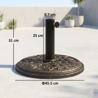 Outsunny Base per Ombrellone 9kg in Resina con Finiture in Bronzo Φ45.5 x 31.5cm Nero(m-3)