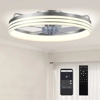 HOMCOM Ceiling Fans with Lights and Remote & App Control, 50cm LED Ceiling Fan Light with 3 Colour Temperatures, 6 Speed, Silver(m-9)