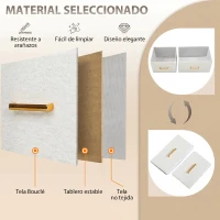 HOMCOM Cómoda con 8 Cajones de Tela Acabado en Borreguito Sintético Estación de Carga y Carga USB-C para Dormitorio Crema(m-7)