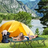 Outsunny Lit de camp pliable double 2 personnes 193 x 125 x 40 cm polyester Oxford métal vert(m-10)