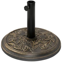 Outsunny Pied de parasol rond 9 kg support parasol résine motif roses pour terrasse piscine Ø 45,5 x 31 cm bronze(m-12)